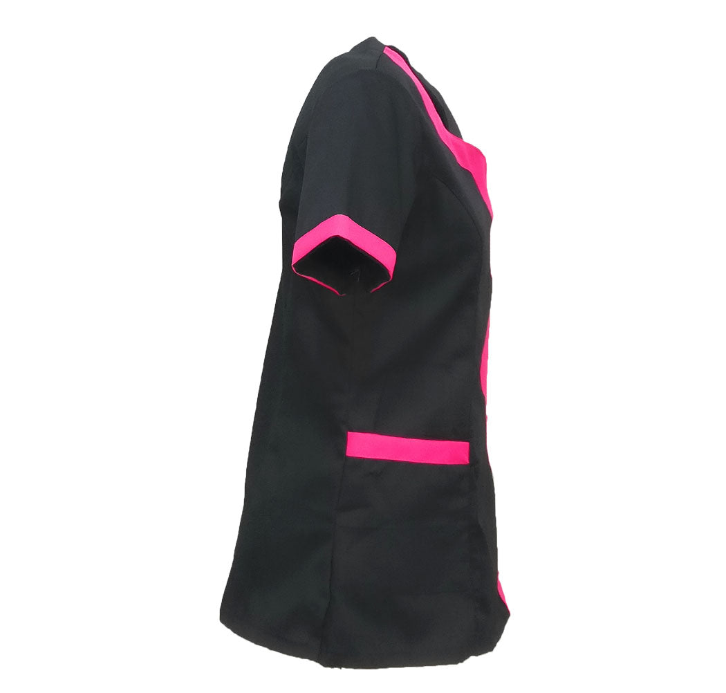Camice,casacca da lavoro donna mod beauty, Nero inserto fuchsia Cod: 290720