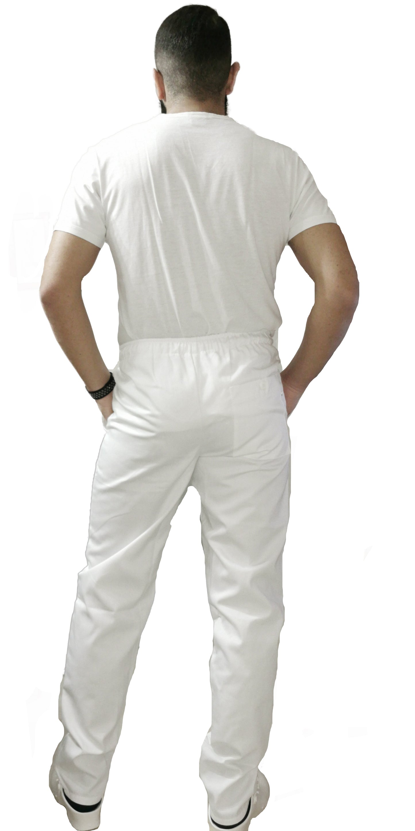 Pantaloni da lavoro ,bianchi "regular-fit" UNISEX cod:7807