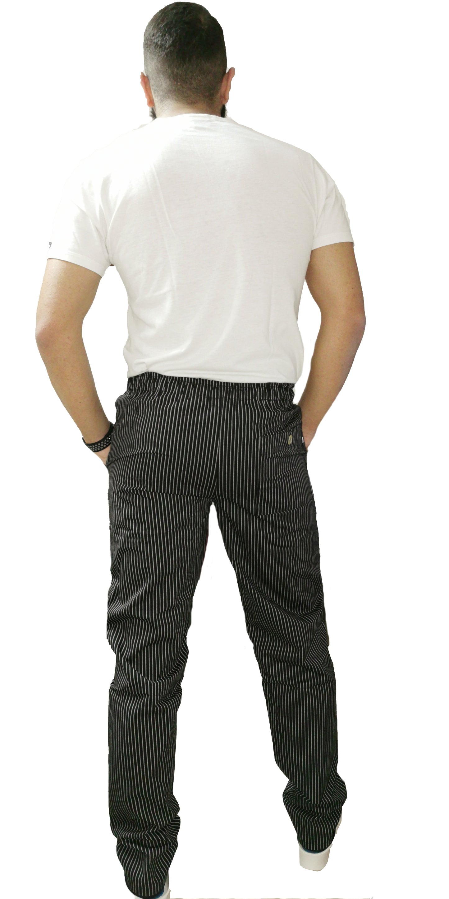 Pantalone da lavoro,per cuoco, slim "nero gessato" cod:2312