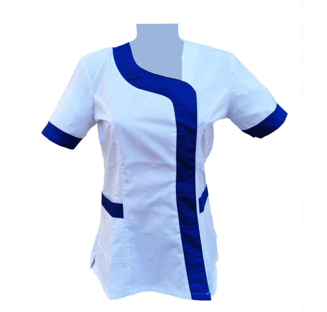 Camice da lavoro,casacca donna Modello beauty Bianco inserto blu Cod: 290721