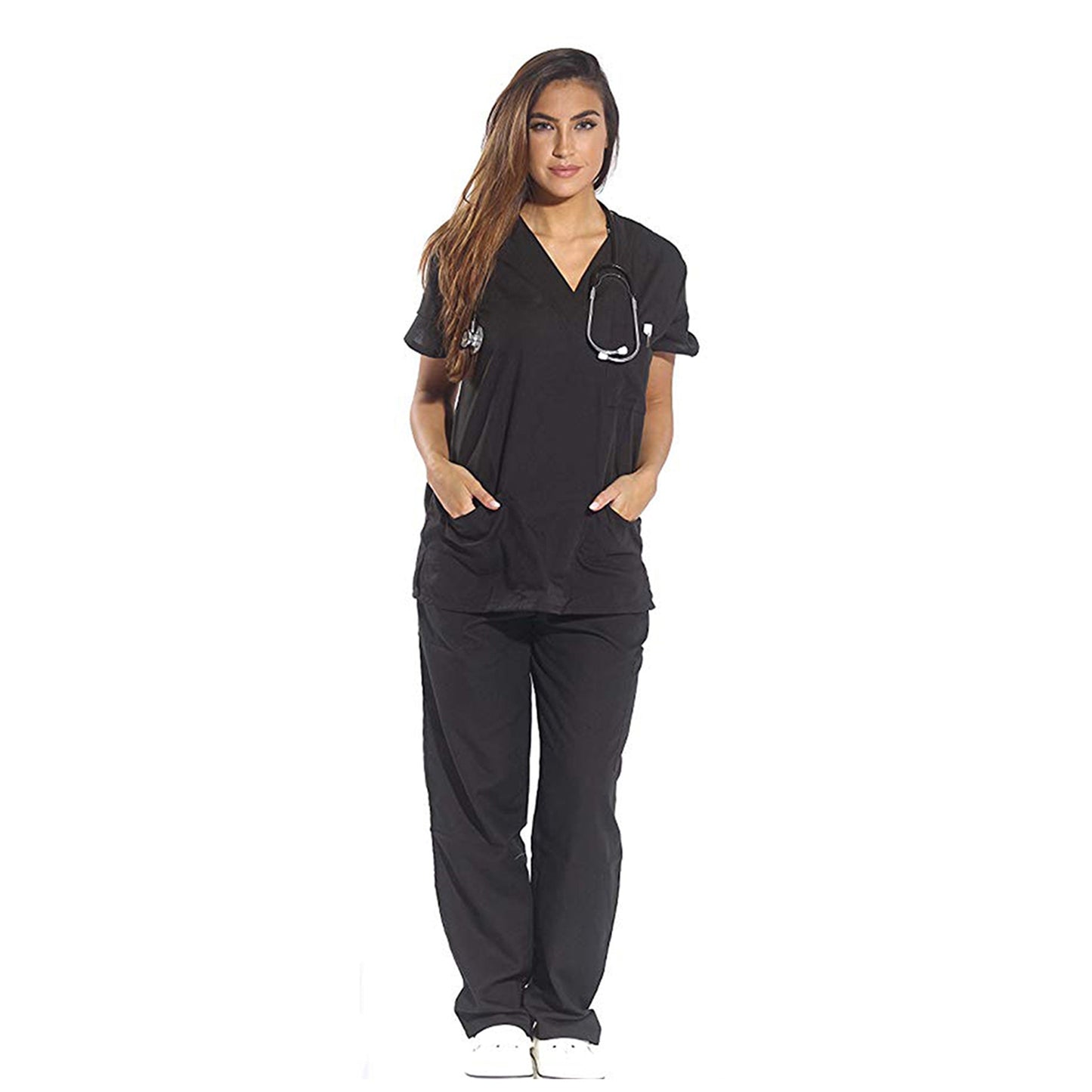 Divisa da lavoro,sanitaria,infermieristica,estetica,completa,unisex,scollo V 8299