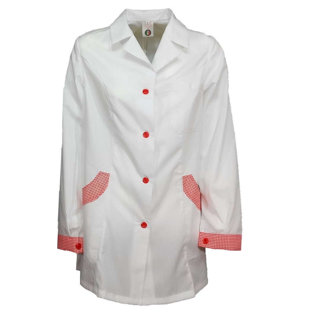 camice da lavoro donna,casacca slim bianco manica lunga Cod: 0311