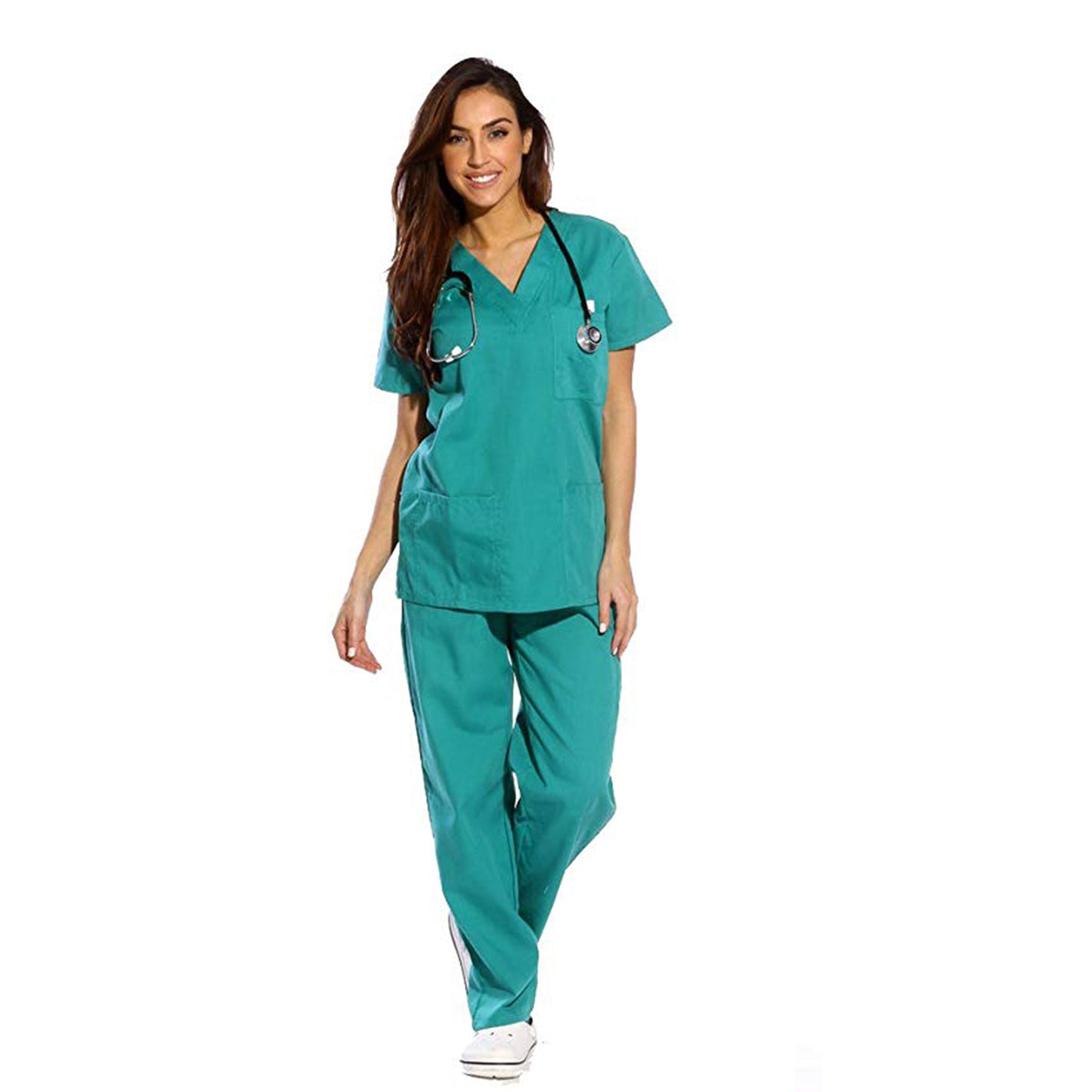 Divisa da lavoro,sanitaria,infermieristica,estetica,completa,unisex,scollo V 8299
