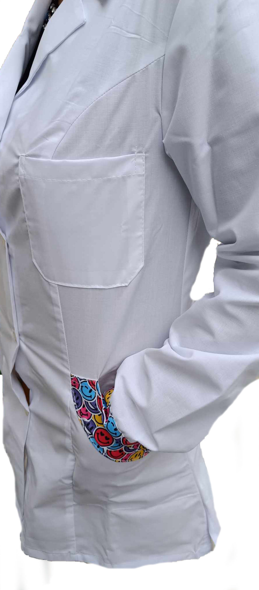 Camice da lavoro donna,casacca slim, "bianco inserto smile" cod: 1313