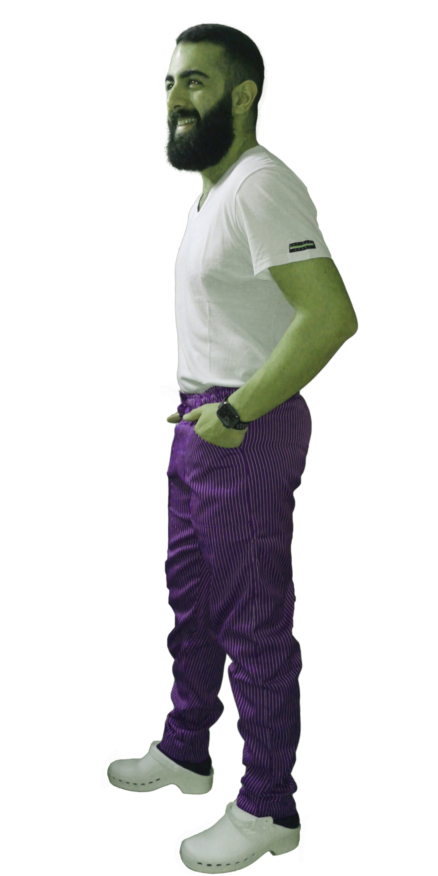 Pantalone da cuoco slim "rigato Blu royal " cod: 2315