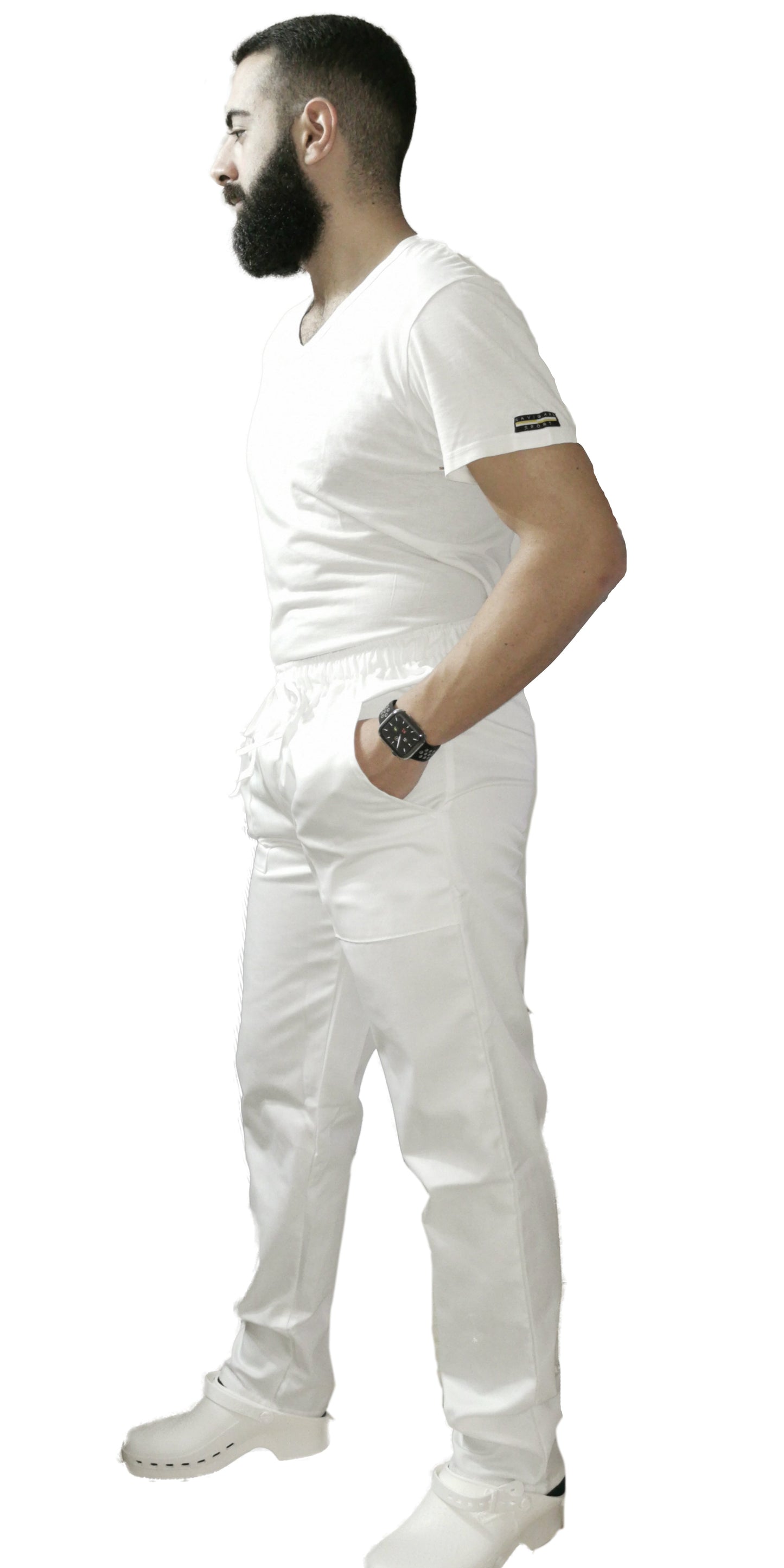 Pantaloni da lavoro ,bianchi "regular-fit" UNISEX cod:7807