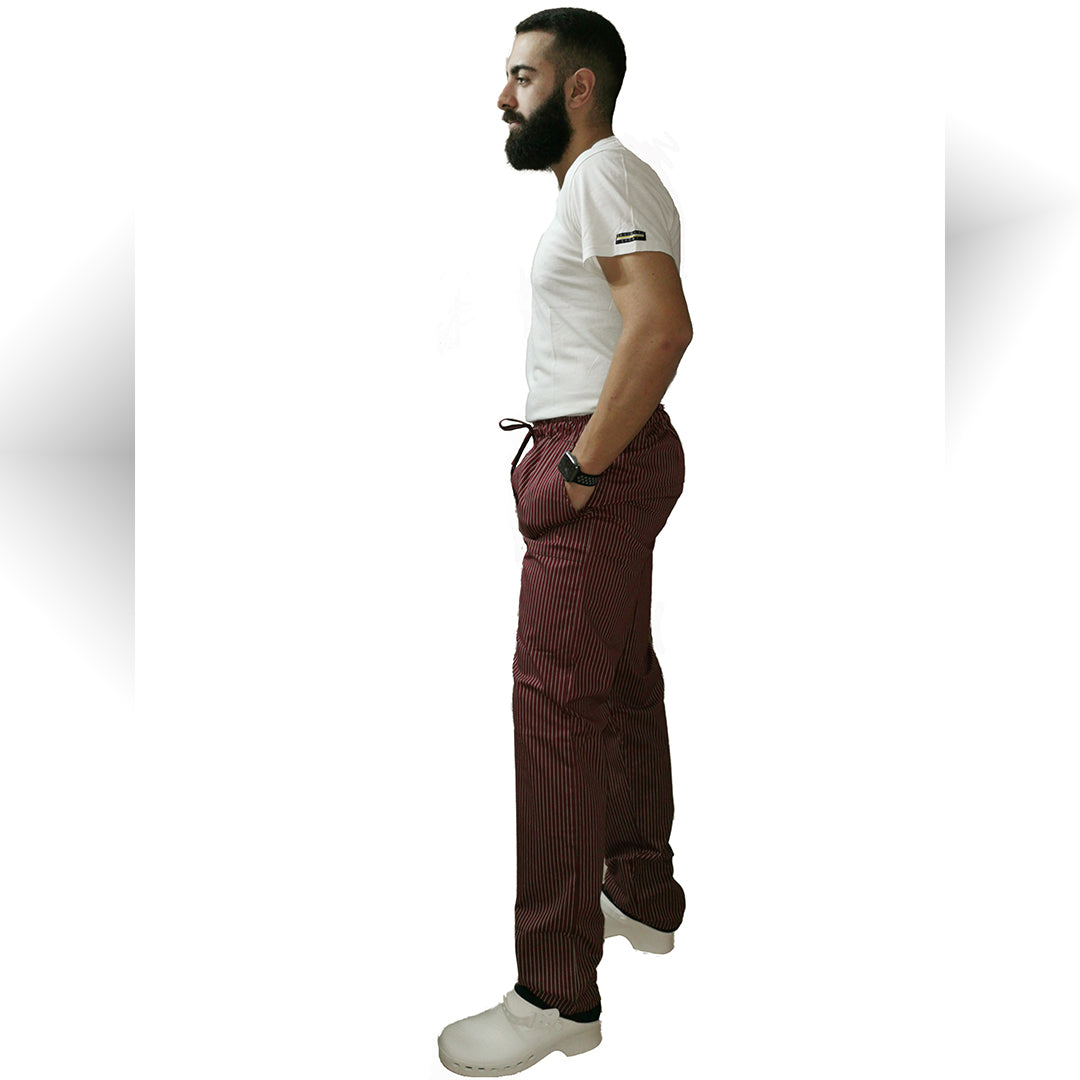 Pantalone da cuoco slim "rigato bordeaux " cod: 2314