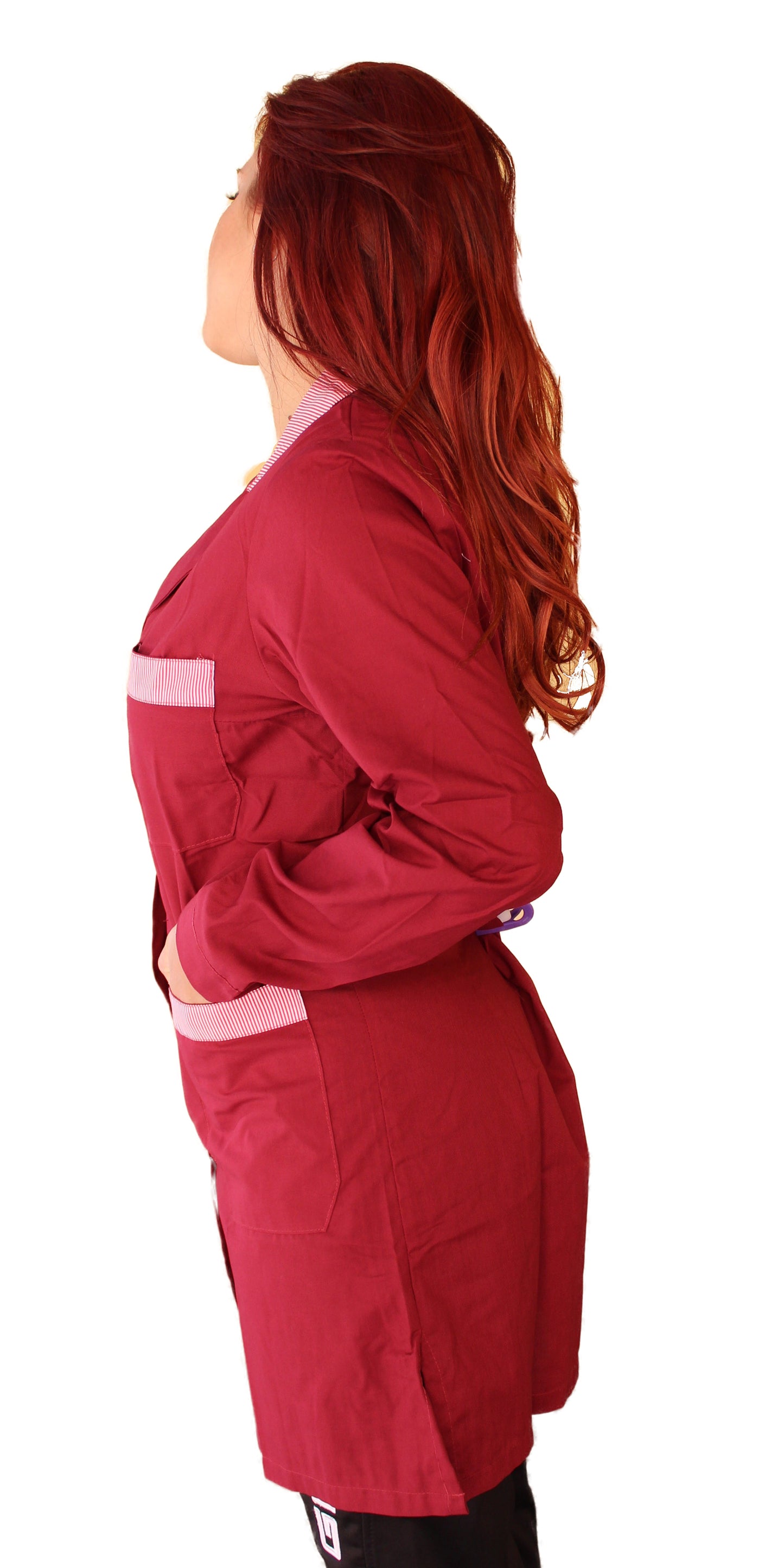 camice da lavoro donna ml "bordeaux" con profilo cod: 6916