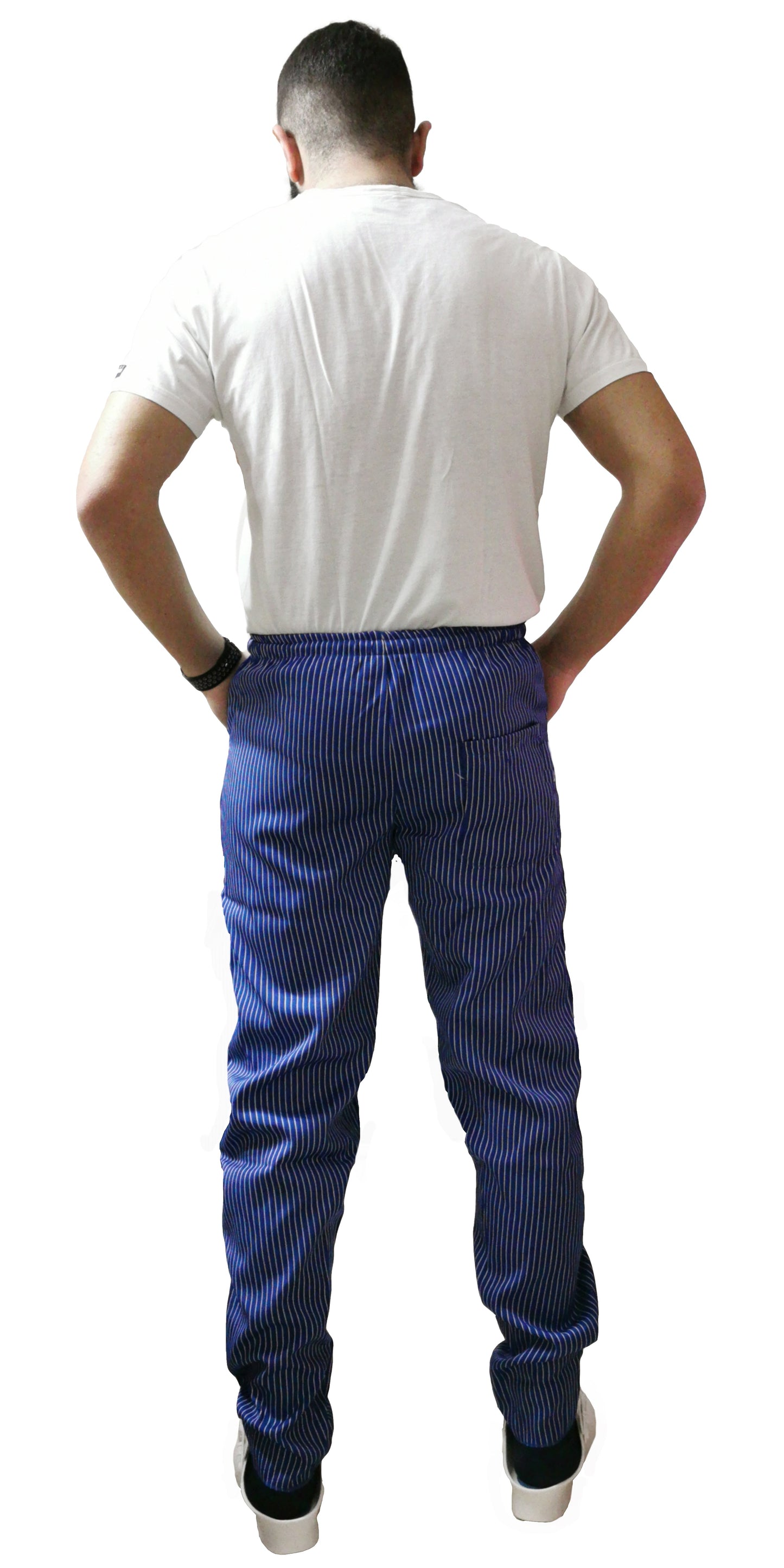 Pantalone da cuoco slim "rigato Blu royal " cod: 2315