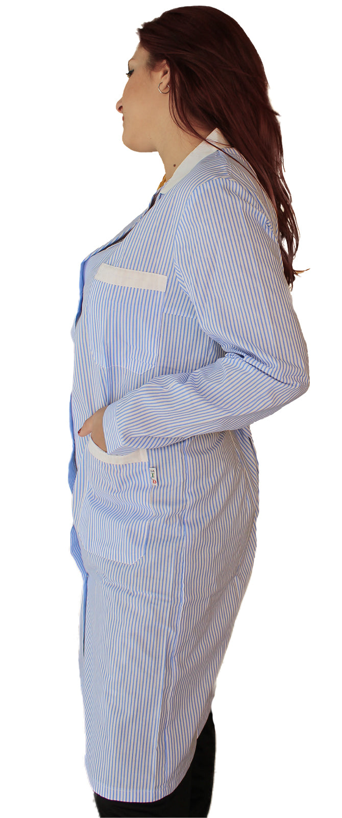 camice da lavoro donna,rigo azzurro ML cod:7647