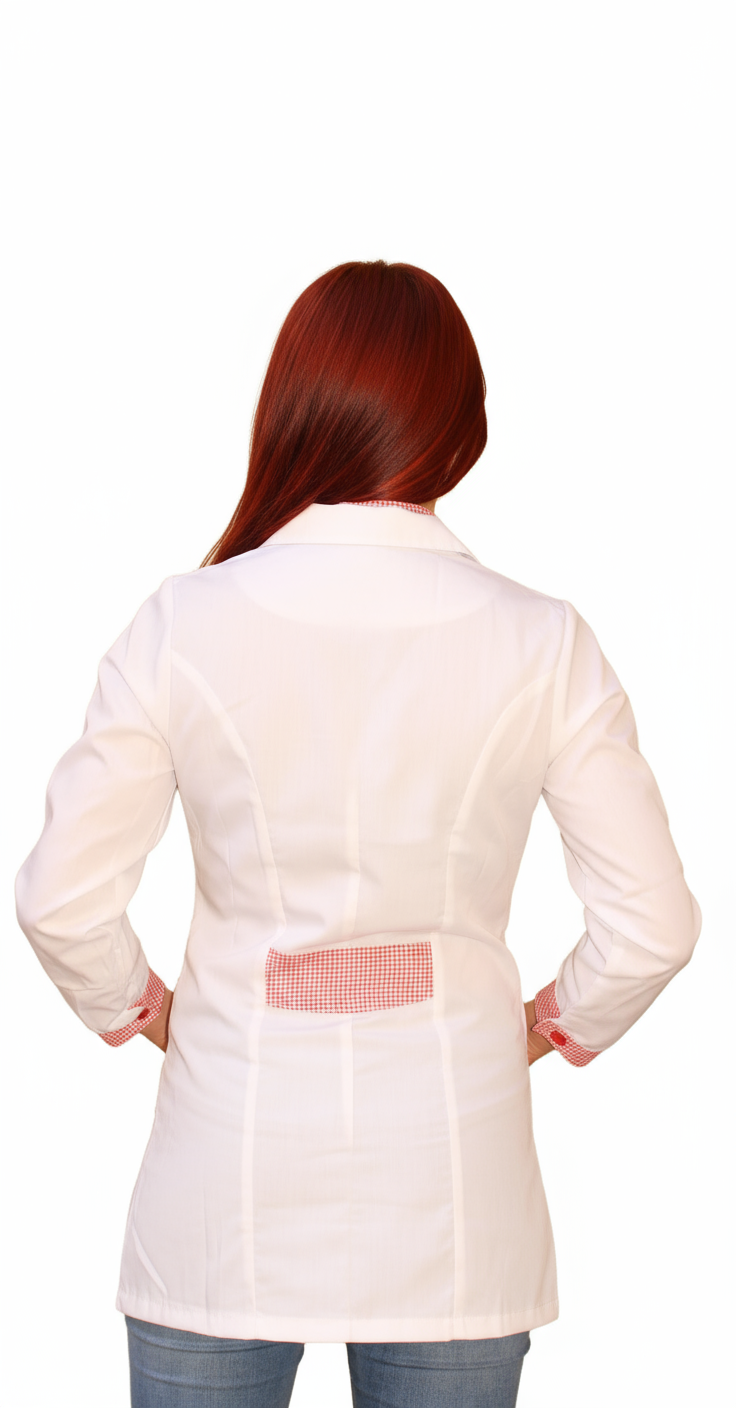 camice da lavoro donna,casacca slim bianco manica lunga Cod: 0311