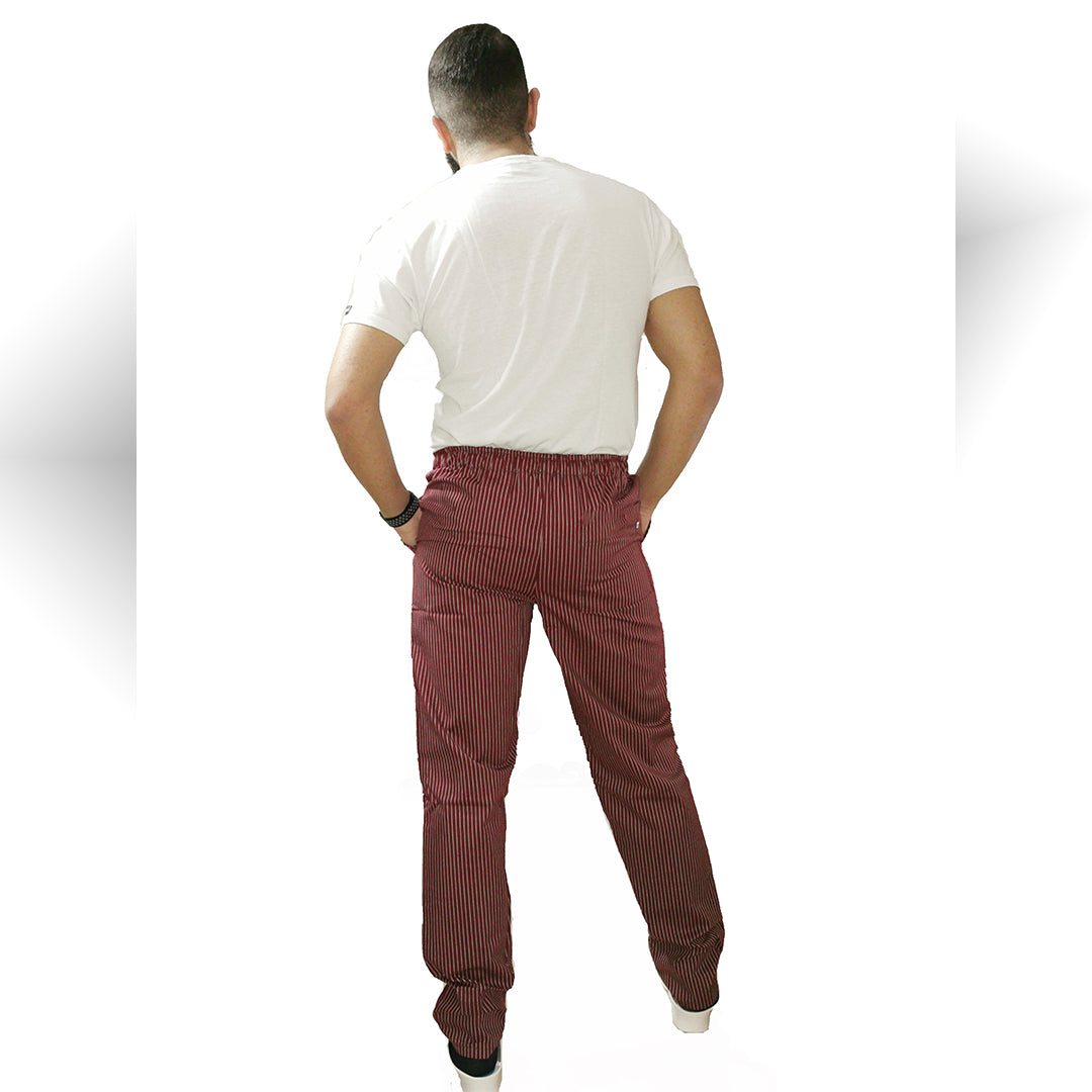 Pantalone da cuoco slim "rigato bordeaux " cod: 2314