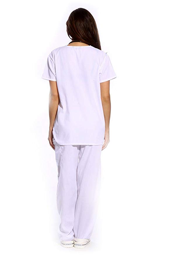 Divisa da lavoro,completa,unisex,collo V "bianco" cod: 8378