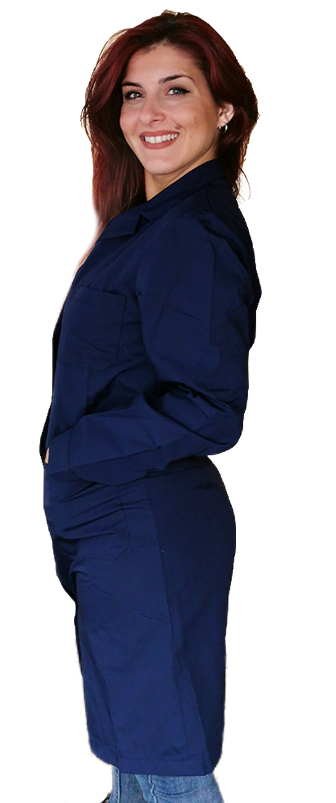 camice da lavoro donna,ml lungo "blu scuro" cod: 200522