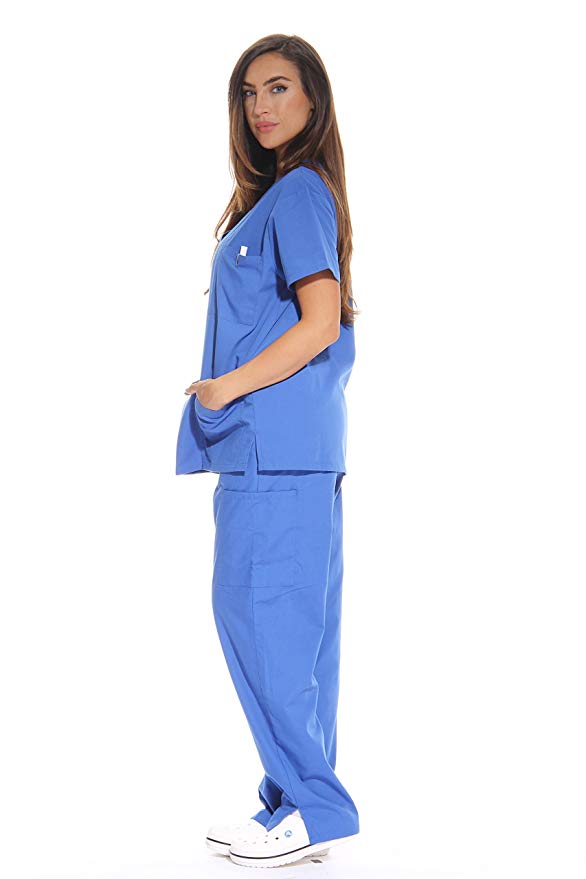 Divisa da lavoro,sanitaria,infermieristica,estetica,completa,unisex,scollo V 8299
