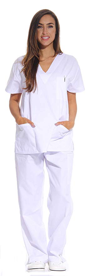Divisa da lavoro,completa,unisex,collo V "bianco" cod: 8378