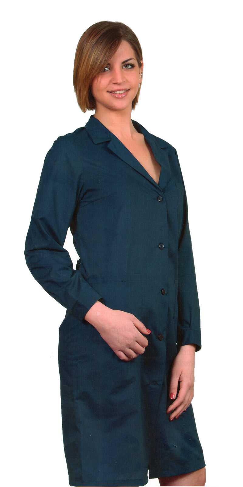 camice da lavoro donna,ml lungo "blu scuro" cod: 200522