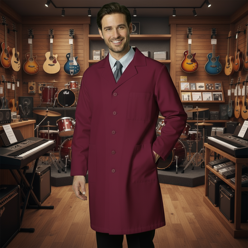Camice Multiuso Uomo Bordeaux Manica Lunga con Bottoni – COD: 99993