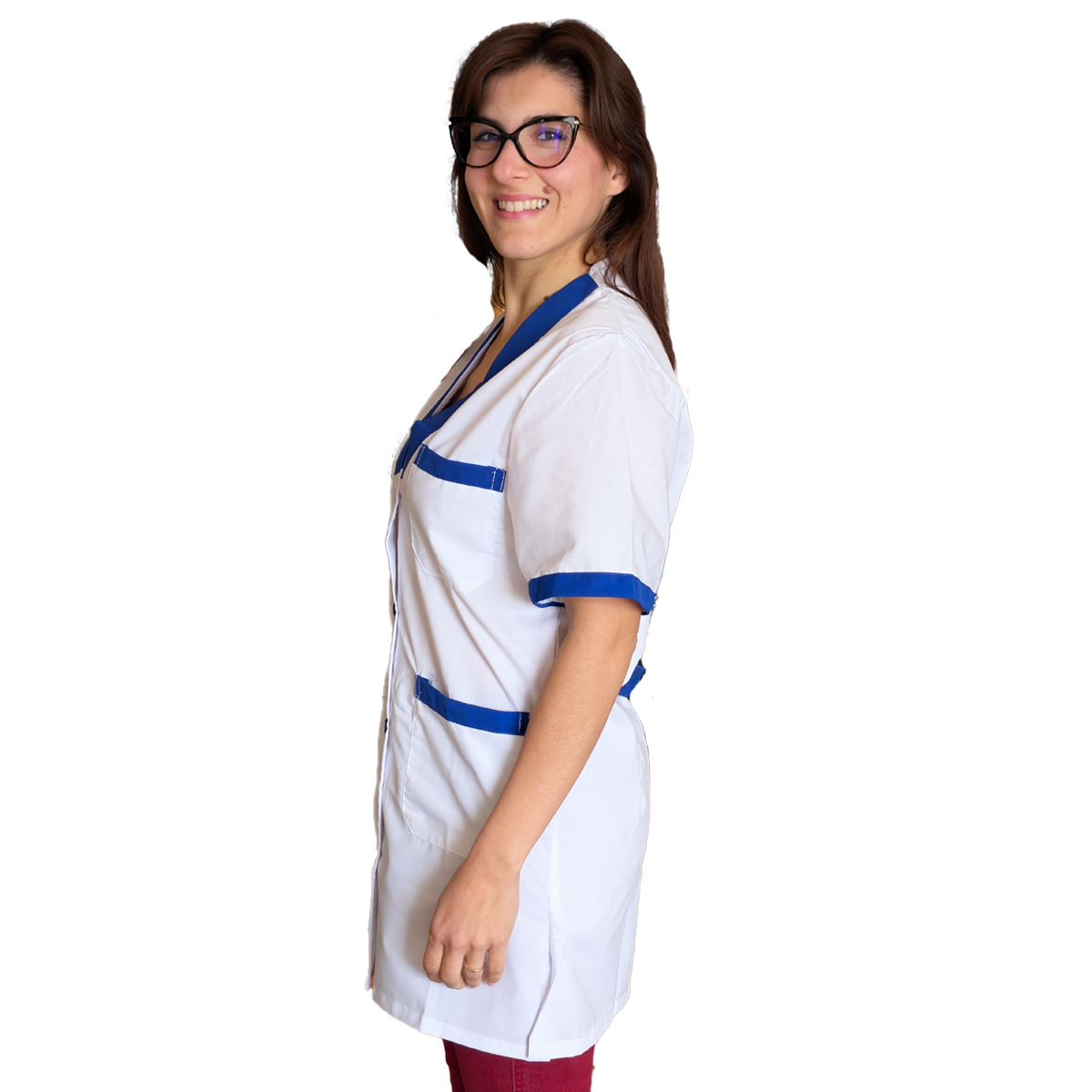 Casacca,camice da lavoro, profilo blue royal MM cod:7616