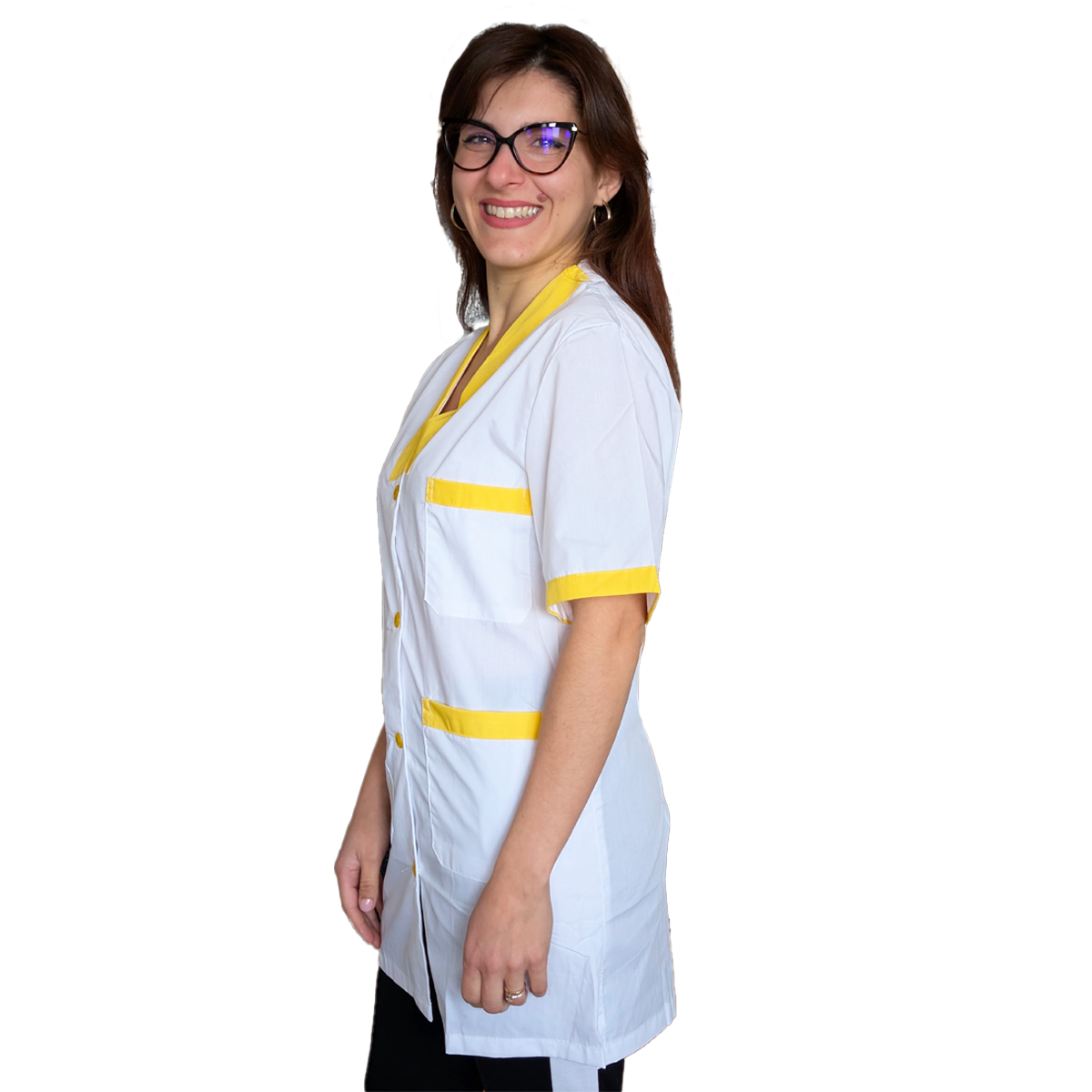 Casacca,camice da lavoro, profilo giallo MM cod: 7609