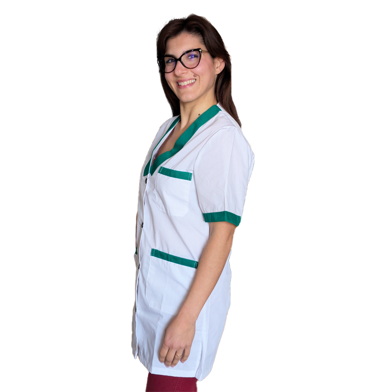 Casacca,camice da lavoro, mezza manica inserto verde cod: 181119