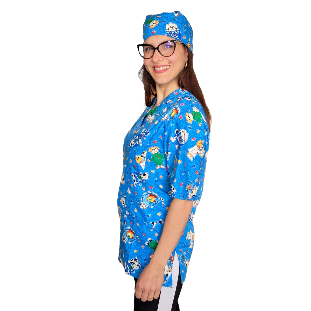 casacca ,divisa da lavoro,camice azzurro fumetto+bandana cod: 1611