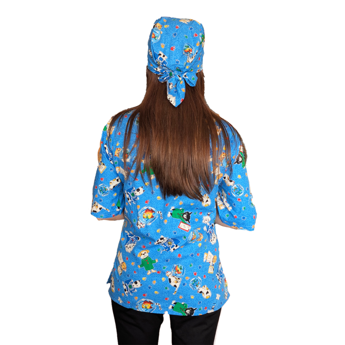 casacca ,divisa da lavoro,camice azzurro fumetto+bandana cod: 1611