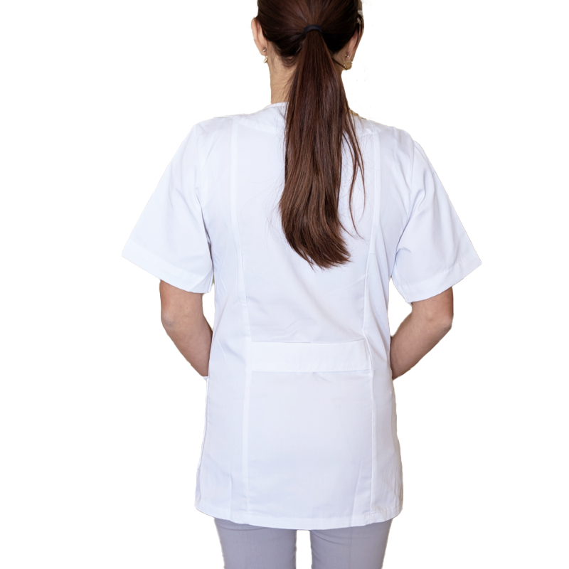 Camice da lavoro,casacca zip donna, bianco con profilo mod. "rosaria" COD: 7203