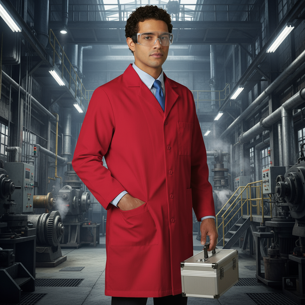 Camice Multiuso Uomo Rosso Manica Lunga con Bottoni – COD: 9089