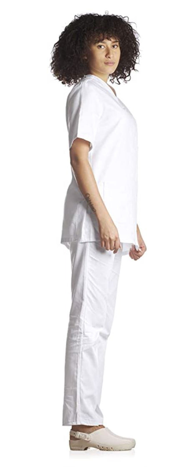 Divisa da lavoro,infermiera,oss, donna con zip bianco cod: 8279