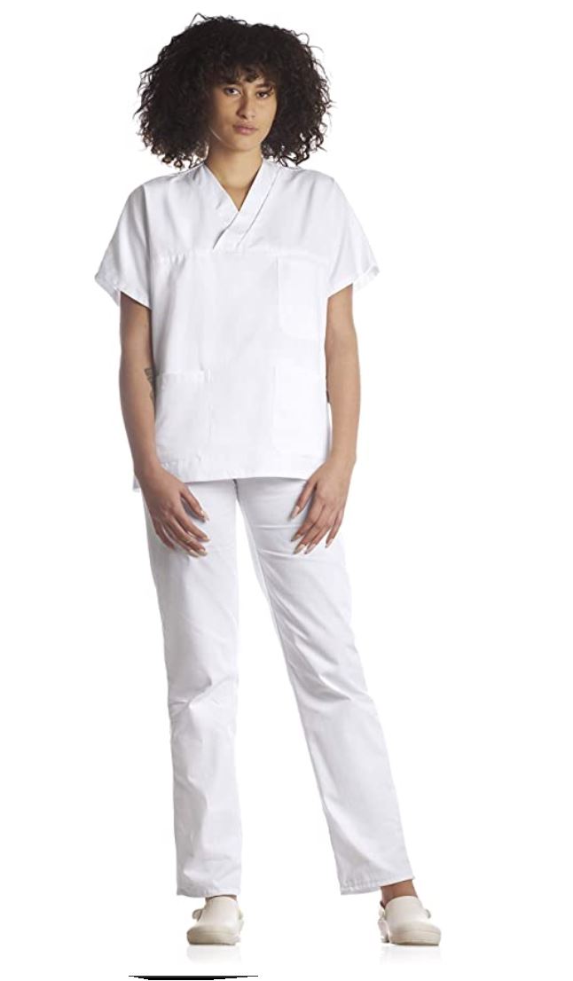 Divisa da lavoro,completa,unisex,collo V "bianco" cod: 8378
