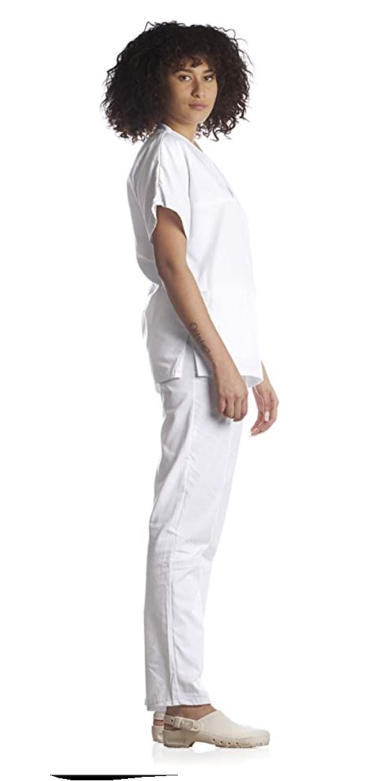 Divisa da lavoro,completa,unisex,collo V "bianco" cod: 8378