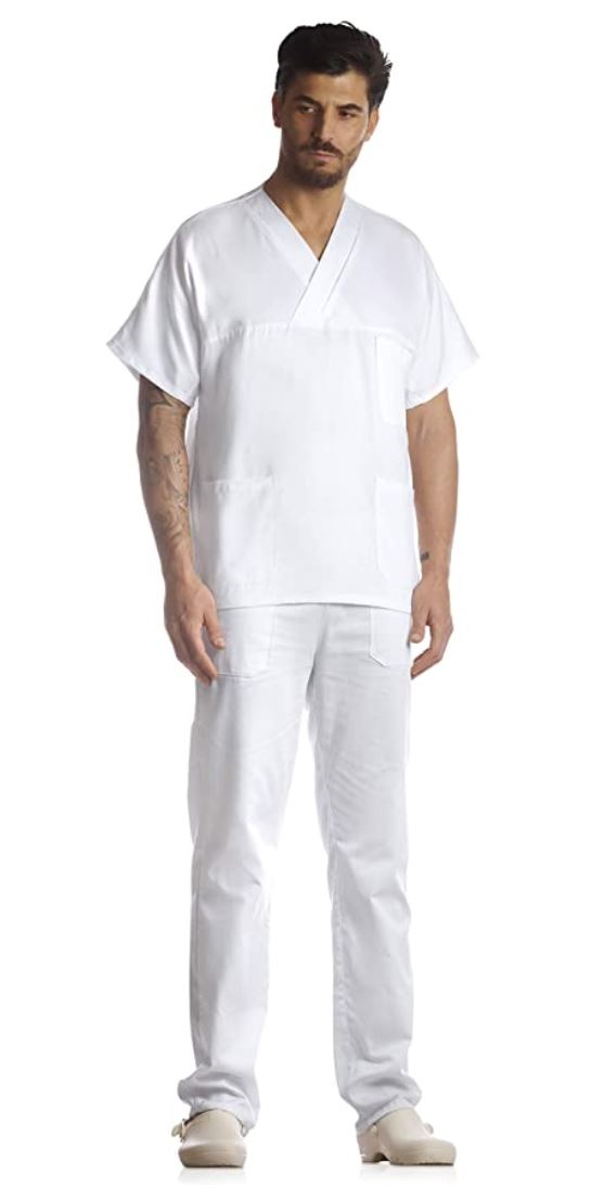 Divisa da lavoro,completa,unisex,collo V "bianco" cod: 8378