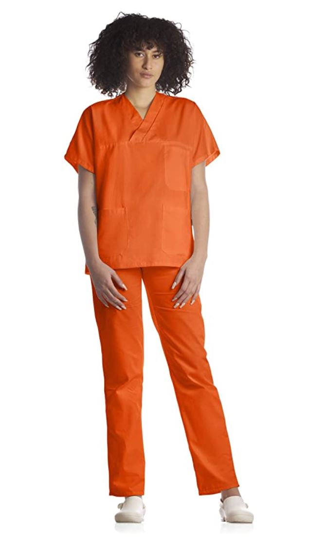 Divisa da lavoro,completa,unisex,scollo V "arancio" cod: 8316