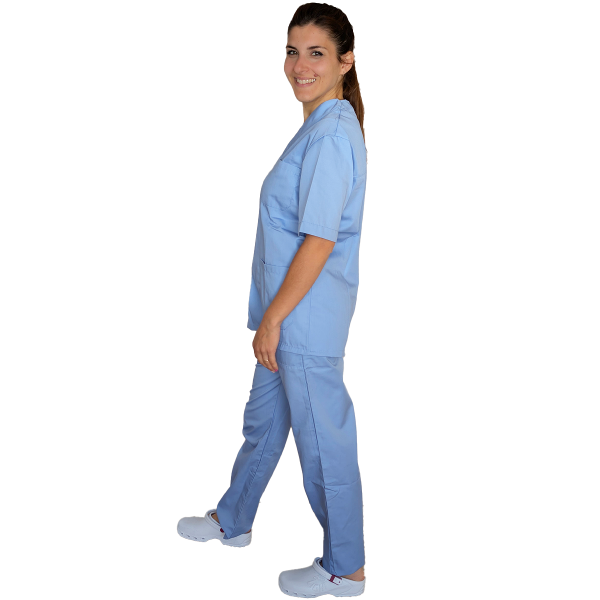 Divisa da lavoro, unisex scollo V "celeste" cod: 060520