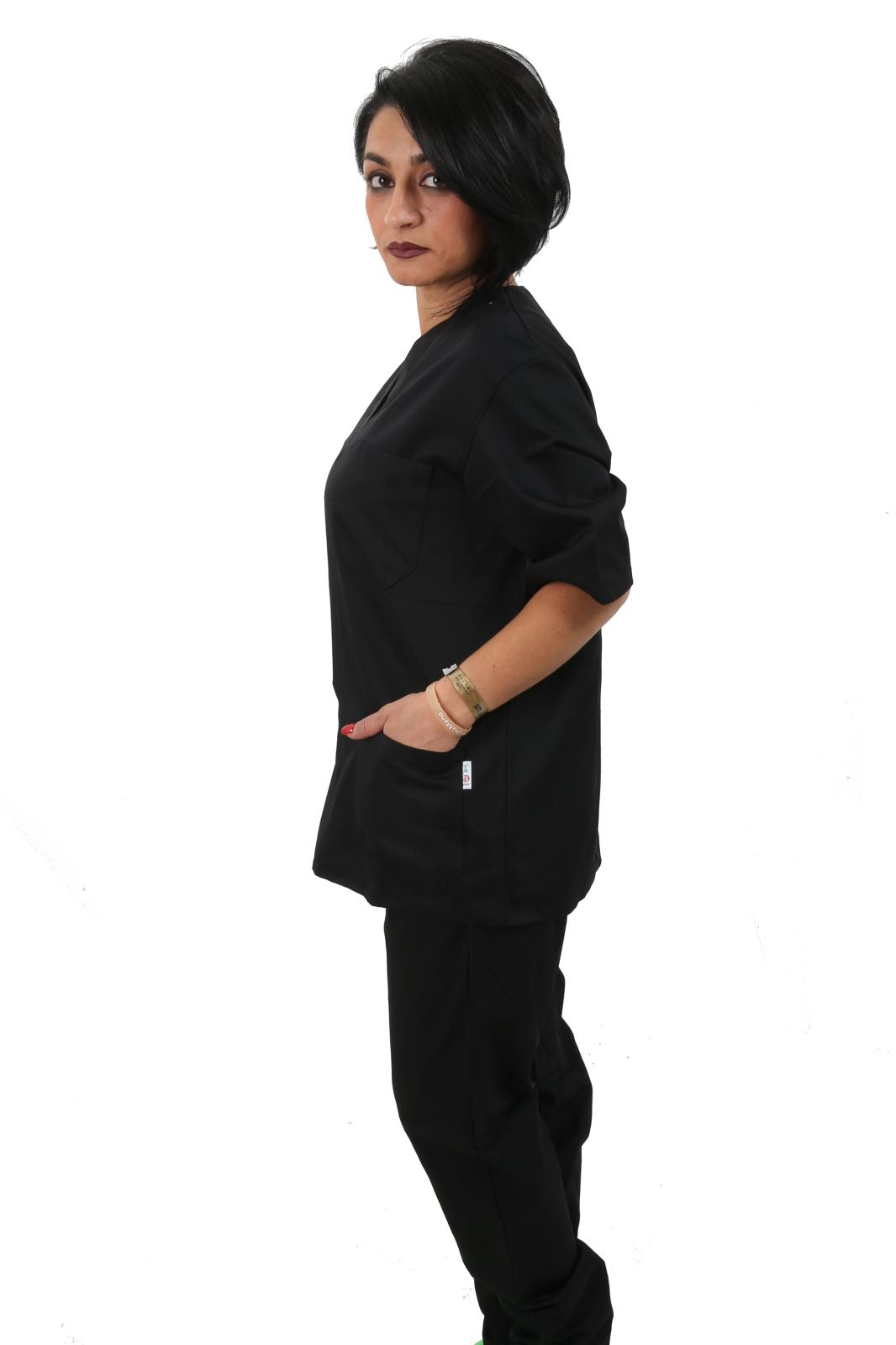 Divisa unisex da lavoro,scollo V "NERO" cod: 8293