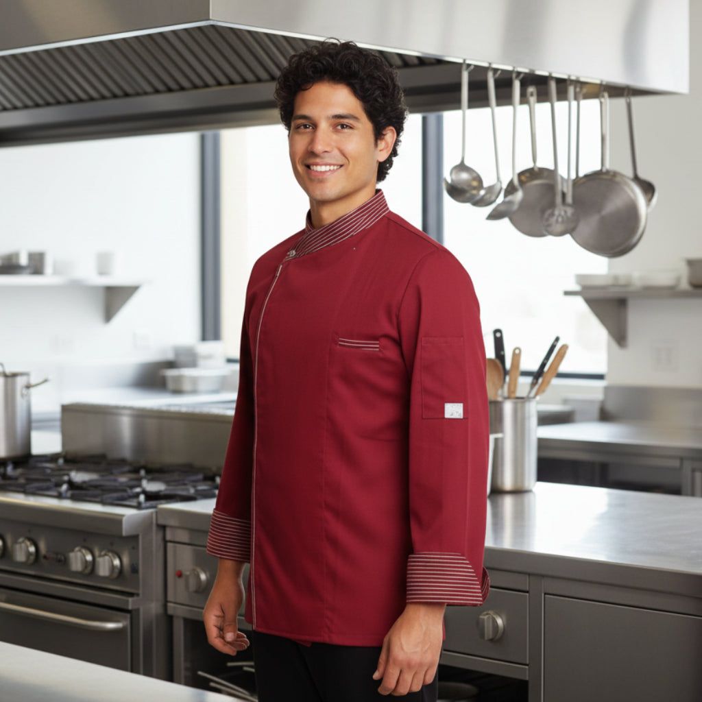 Giacca da Chef Cook Bordeaux, Bottoni Automatici, Polycotton Made in Italy – COD: 7753