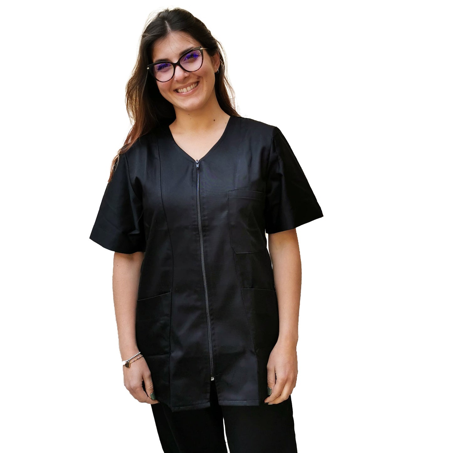 Divisa da lavoro donna,con zip "NERO" cod: 0305