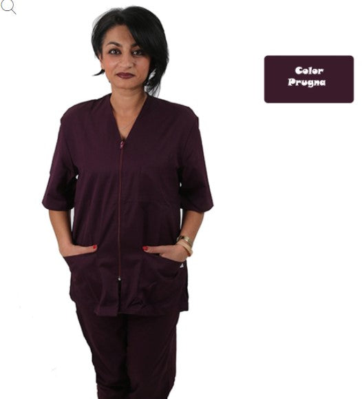 Divisa da lavoro donna,con zip "prugna" cod:8286