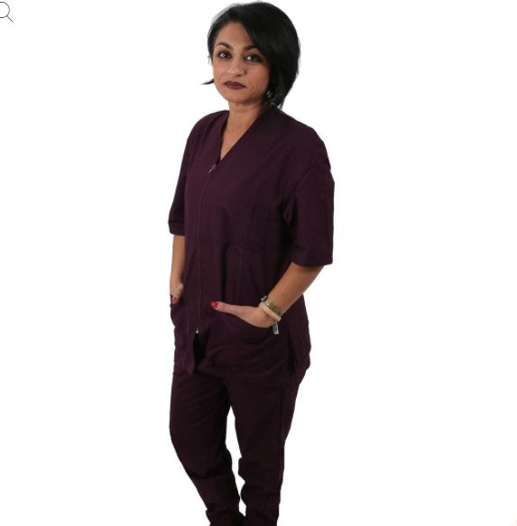 Divisa da lavoro donna,con zip "prugna" cod:8286