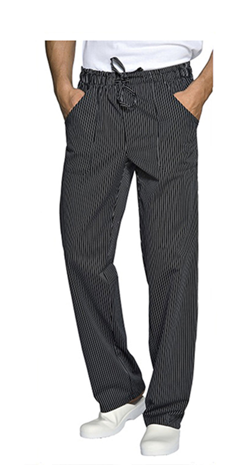 Pantalone da lavoro,per cuoco, slim "nero gessato" cod:2312