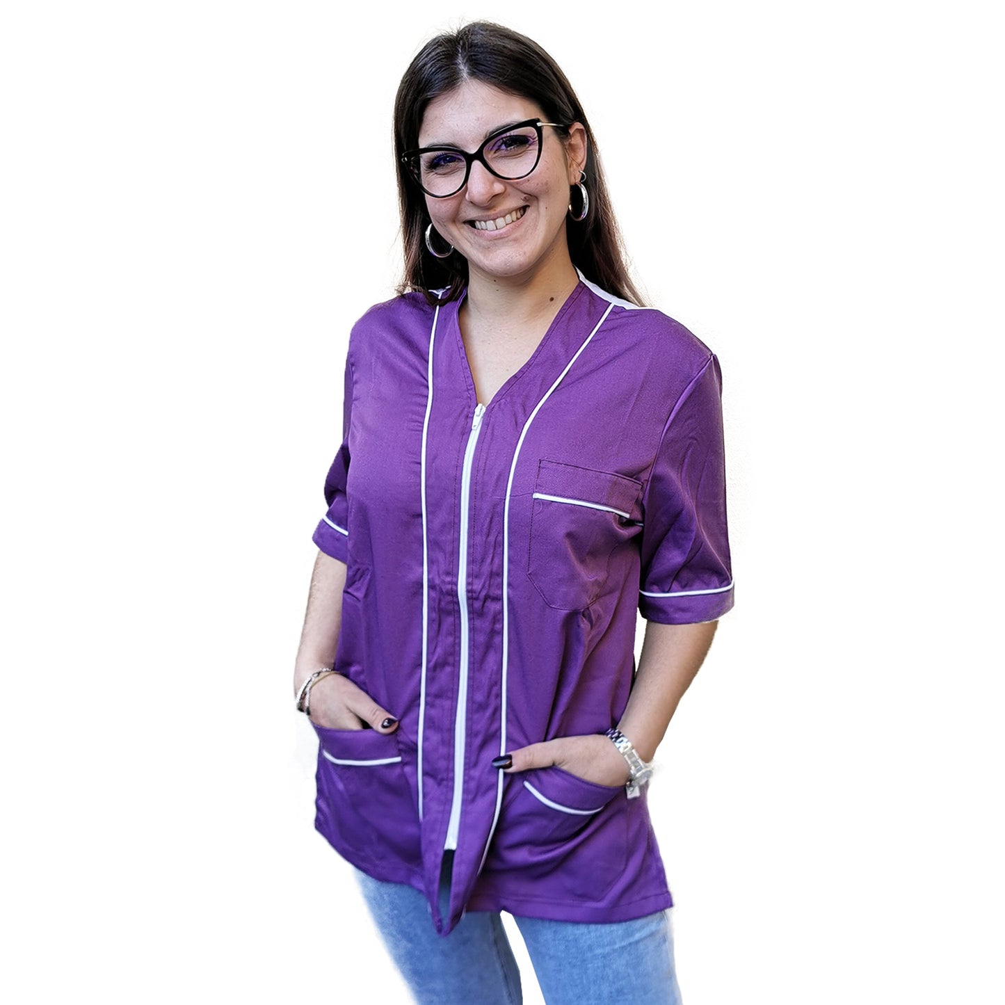 Casacca,camice da lavoro con zip S.A.S cod: 040321