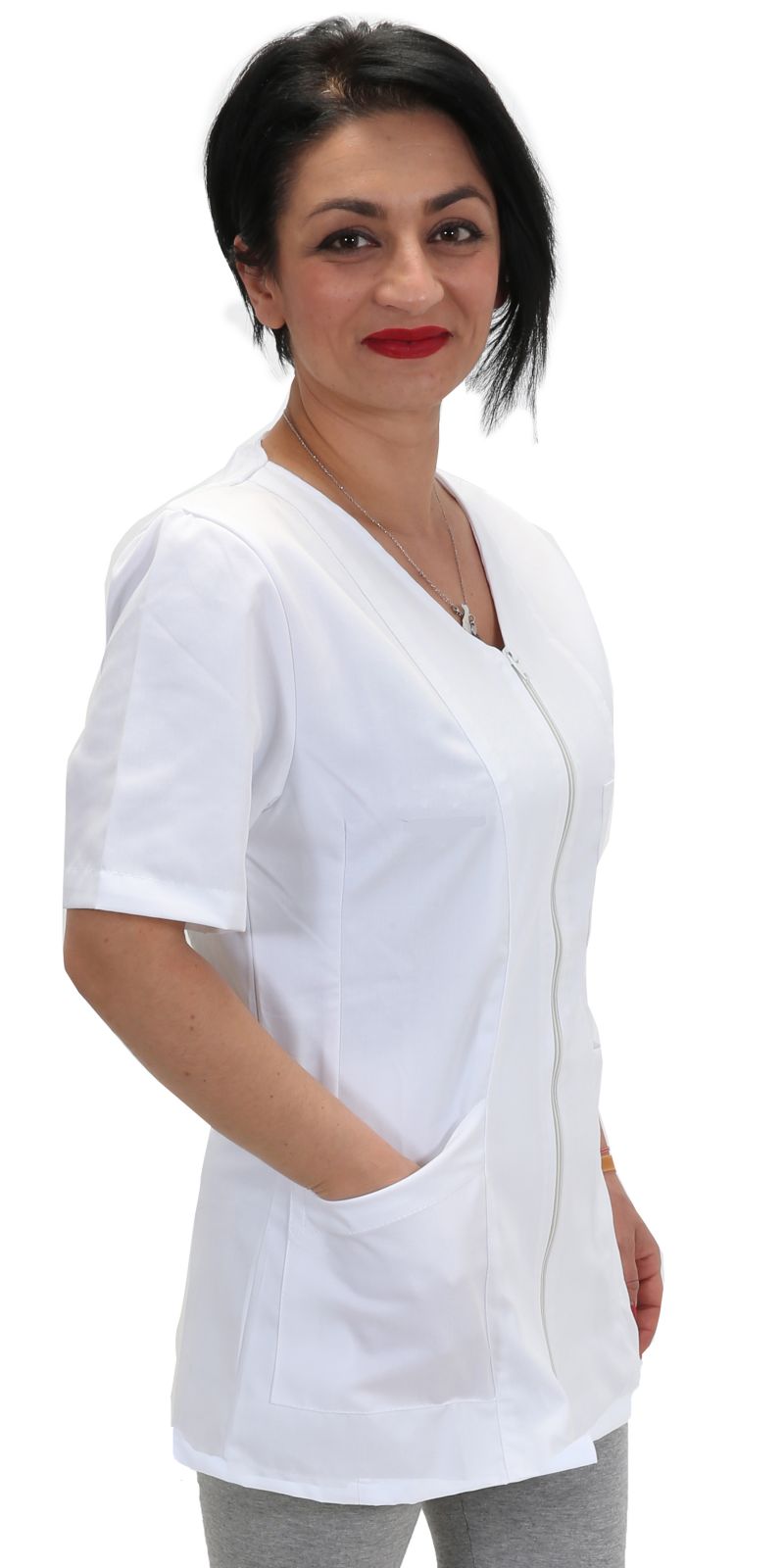 Camice da lavoro,casacca con zip bianco MM cod: 7043