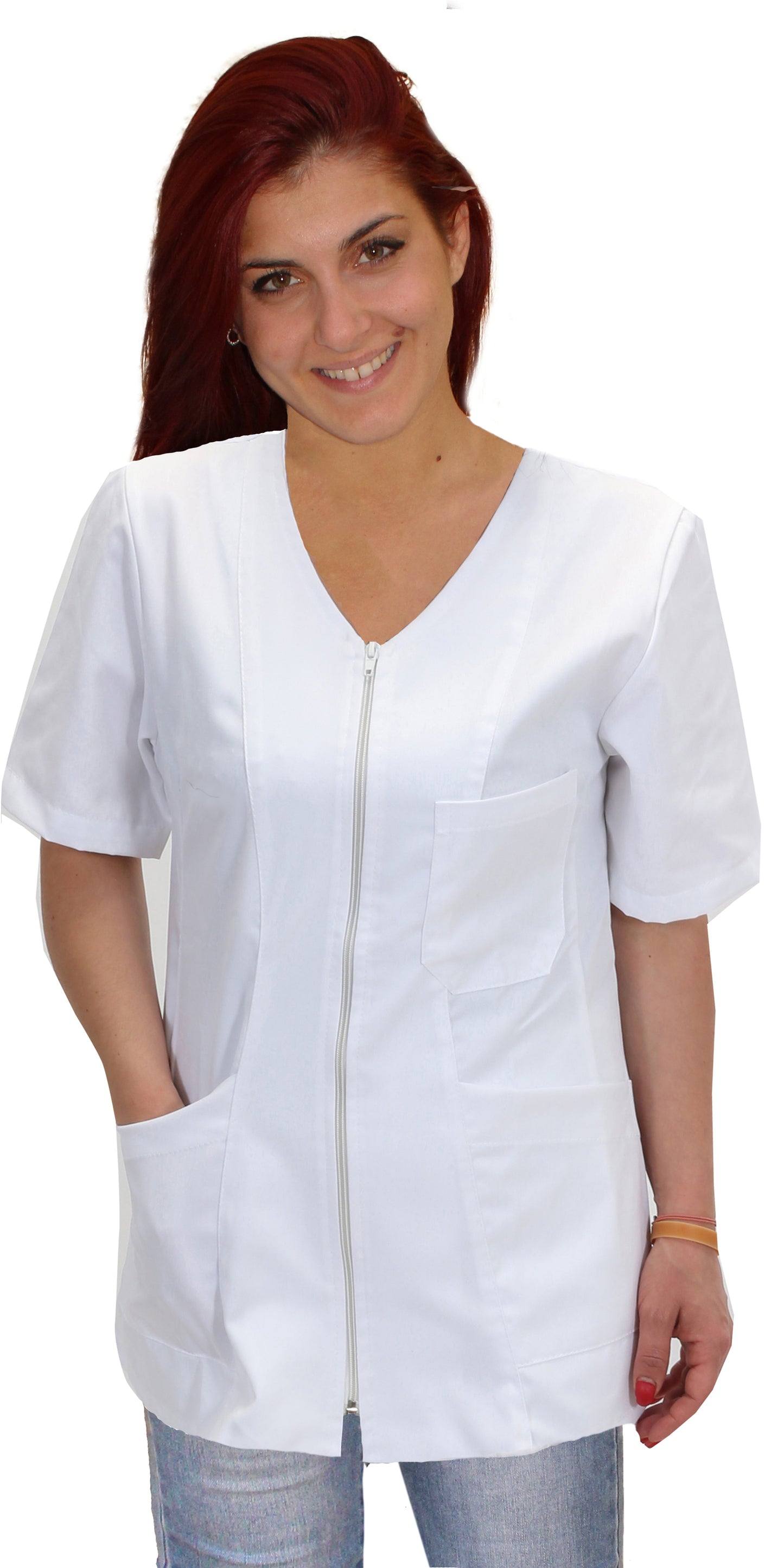 Camice da lavoro,casacca con zip bianco MM cod: 7043