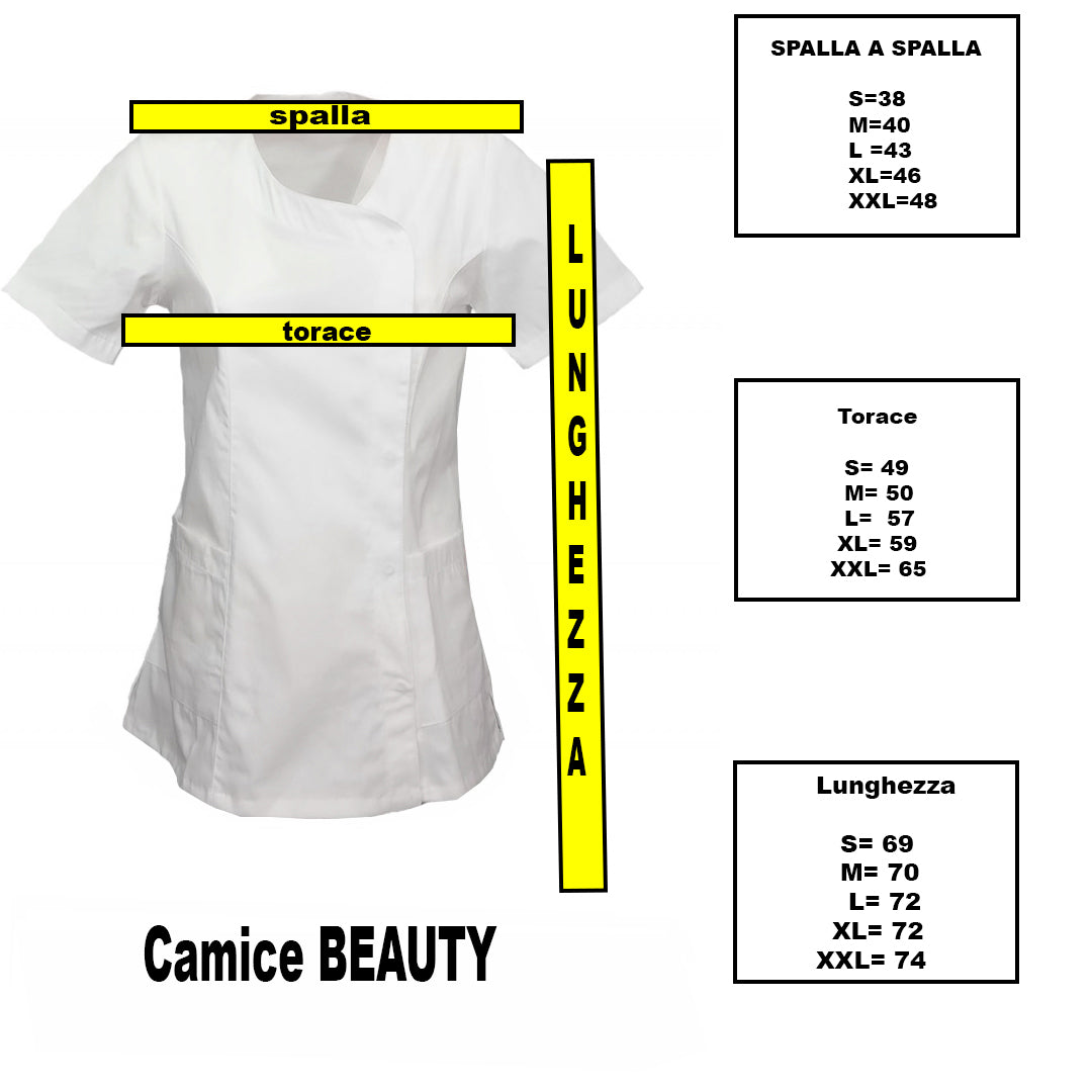 Camice da Lavoro Donna Mod. Beauty Bianco Inserto Verde Manica Corta – COD: 290722