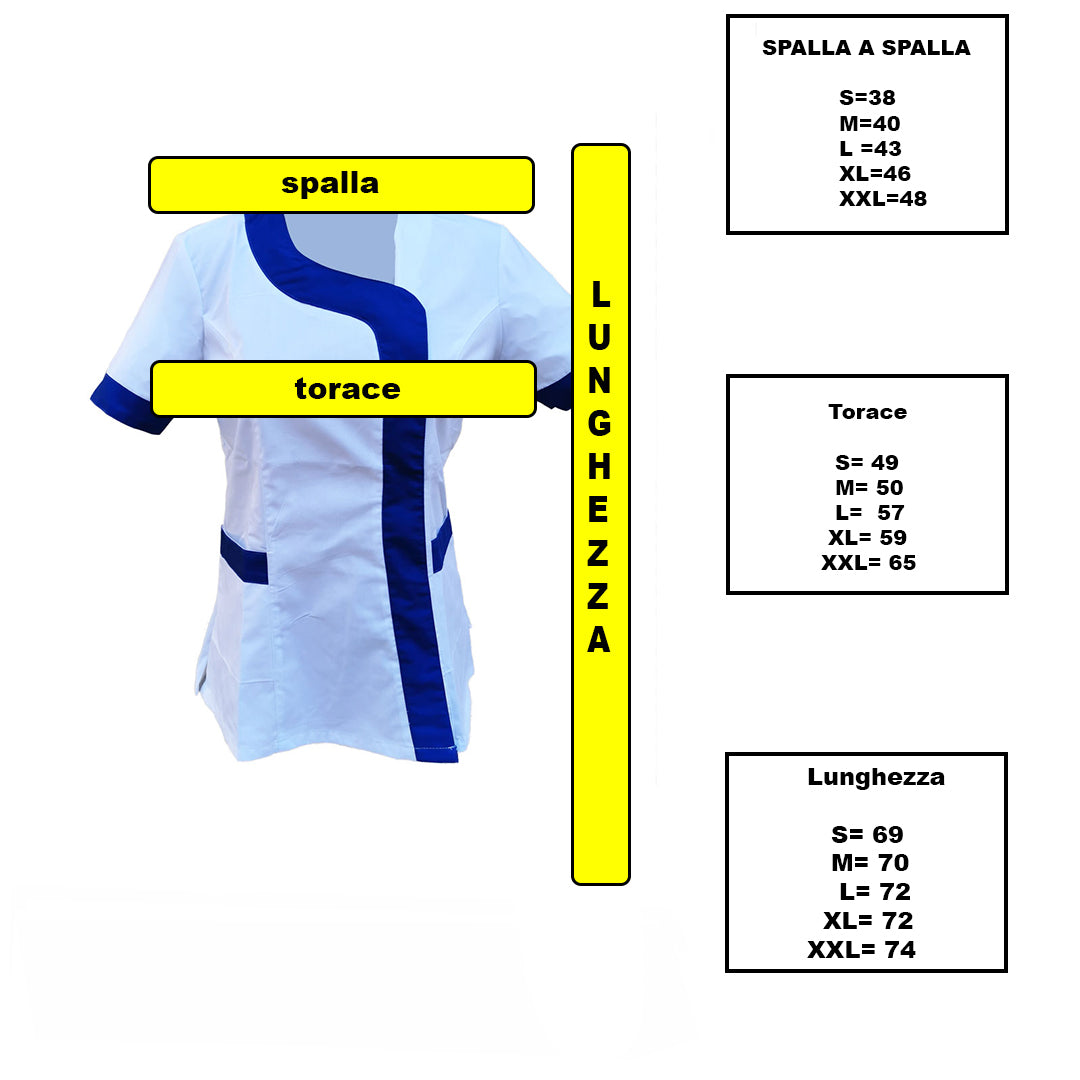 Camice da lavoro,casacca donna Modello beauty Bianco inserto blu Cod: 290721