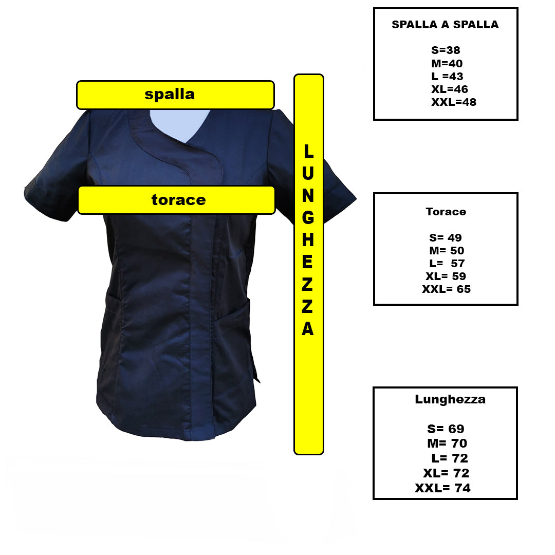 Casacca da Lavoro Donna Mod. Beauty Nera Slim Fit Maniche Corte – COD: 290724