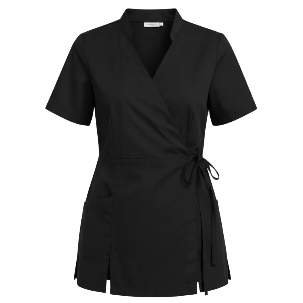 Casacca da Lavoro Donna Manica Corta Nera con Laccio Laterale cod. 7001 – Made in Italy