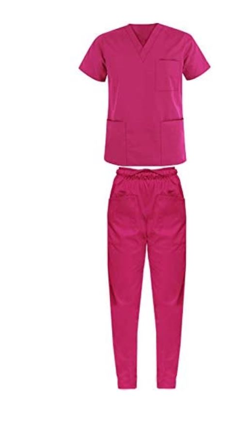 Divisa da lavoro,completa,da donna,scollo V "Fuchsia" cod: 8347