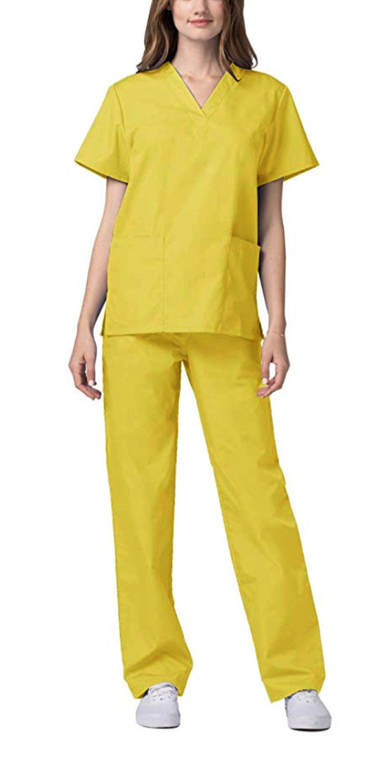 Divisa da lavoro,completa,unisex,collo V "giallo" cod: 1512